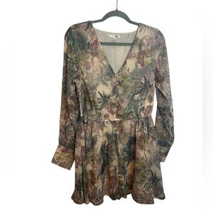 Amuse Society Tropical Floral Metallic V-Neck Dress